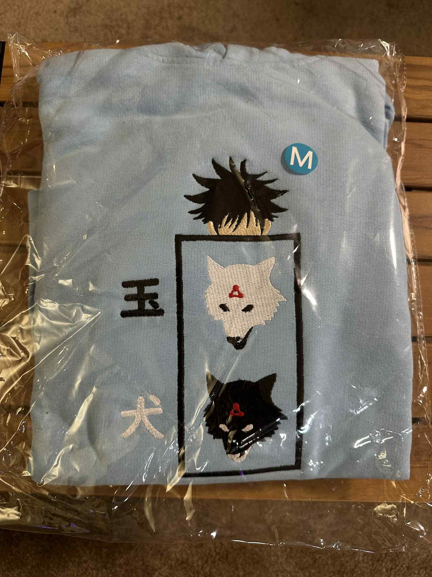 M) JJK Megumi Midweight Hoodie Baby Blue