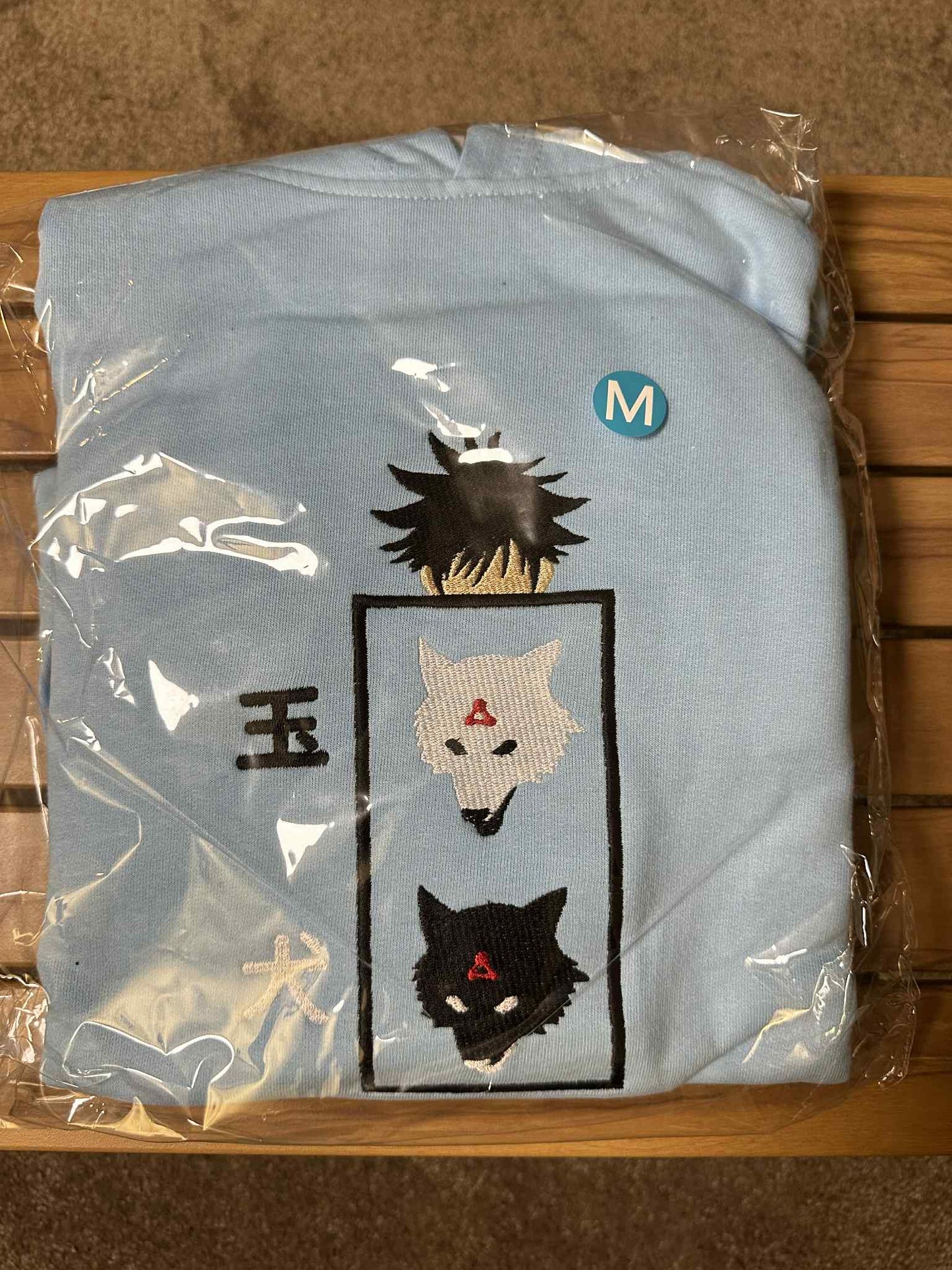 M) JJK Megumi midweight hoodie baby blue