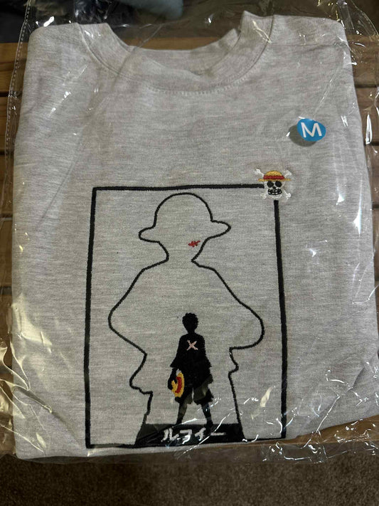 M) One Piece Luffy Crewneck Heather Gray