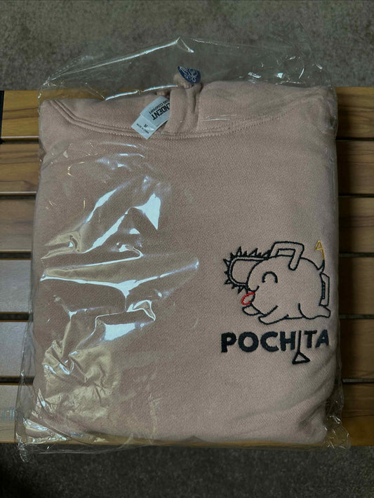 M) Chainsawman Pochita Heavyweight Hoodie Dusty Pink