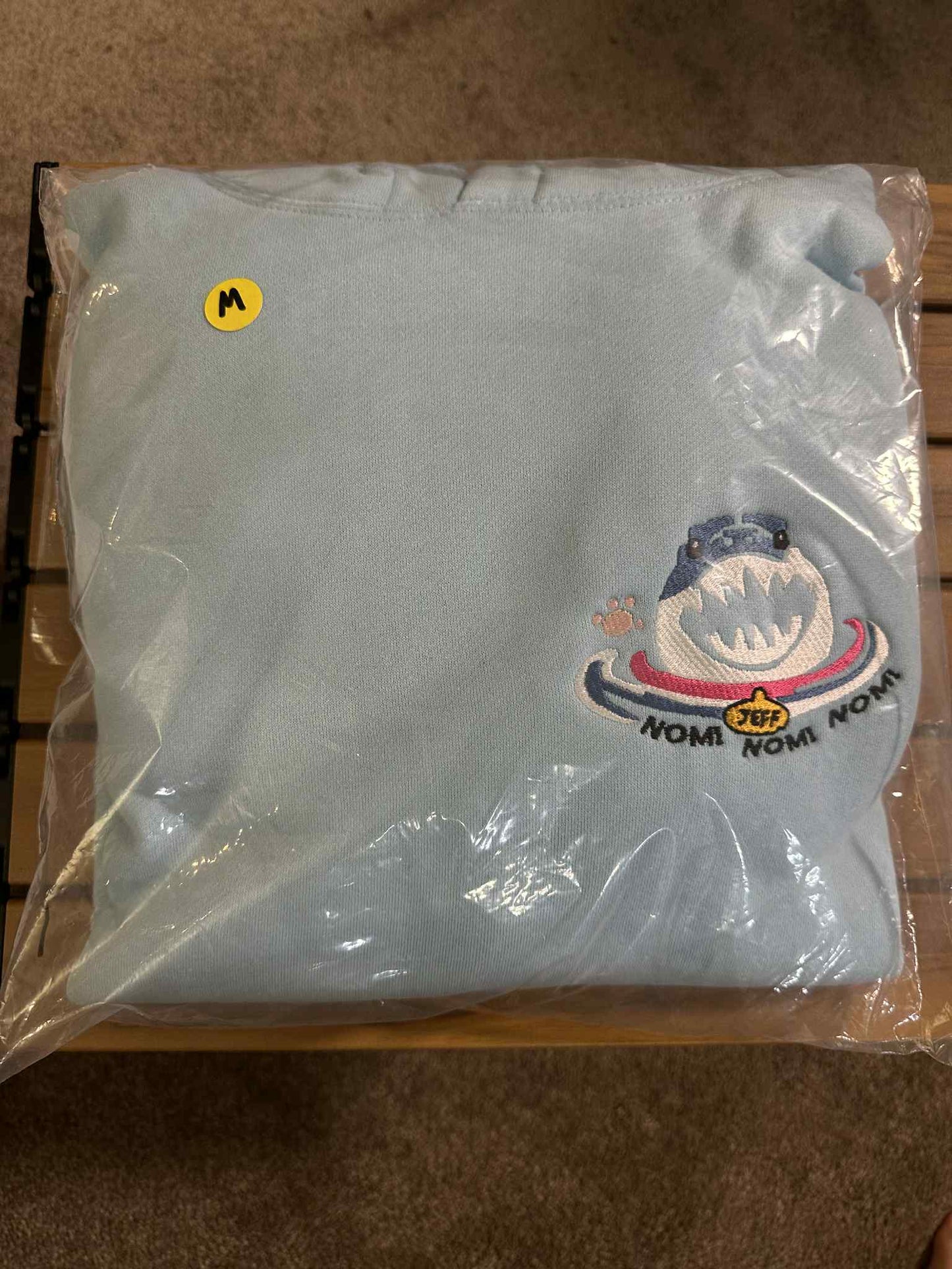 M) Jeff The Shark Heavyweight Hoodie Baby Blue