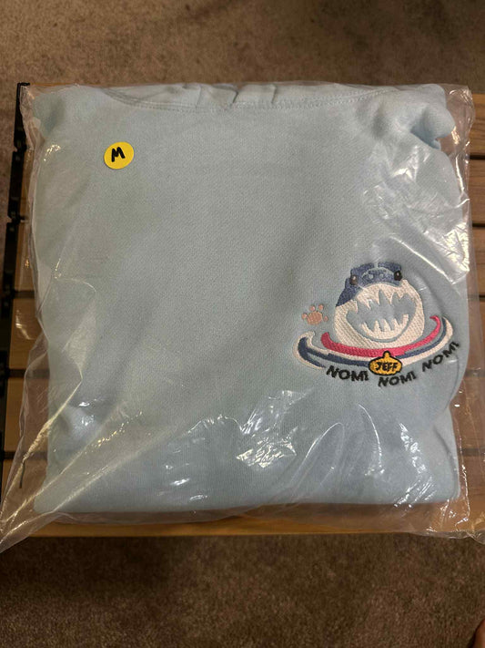 M) Jeff The Shark Heavyweight Hoodie Baby Blue