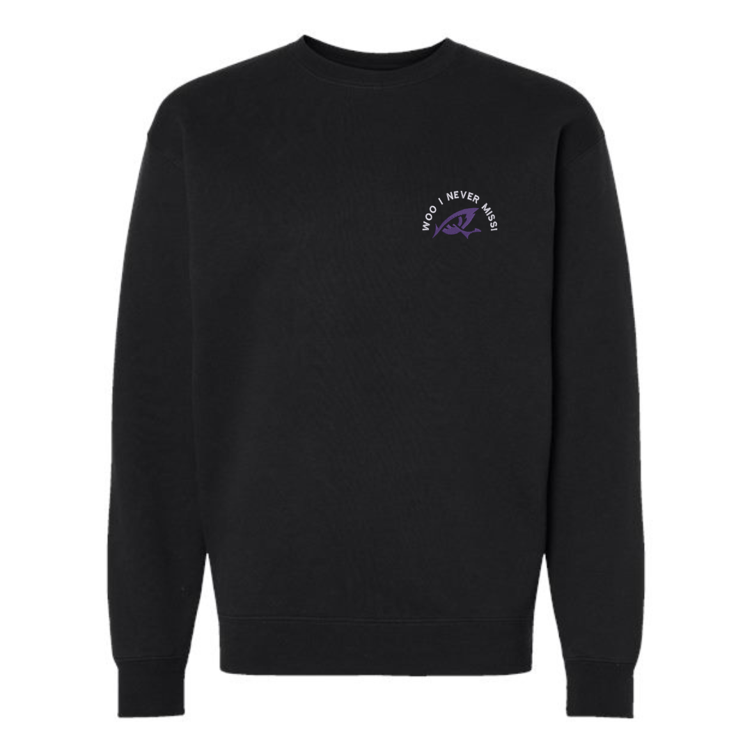 "Woo I never Miss!" Tier 2 Heavyweight Crewneck (Black)