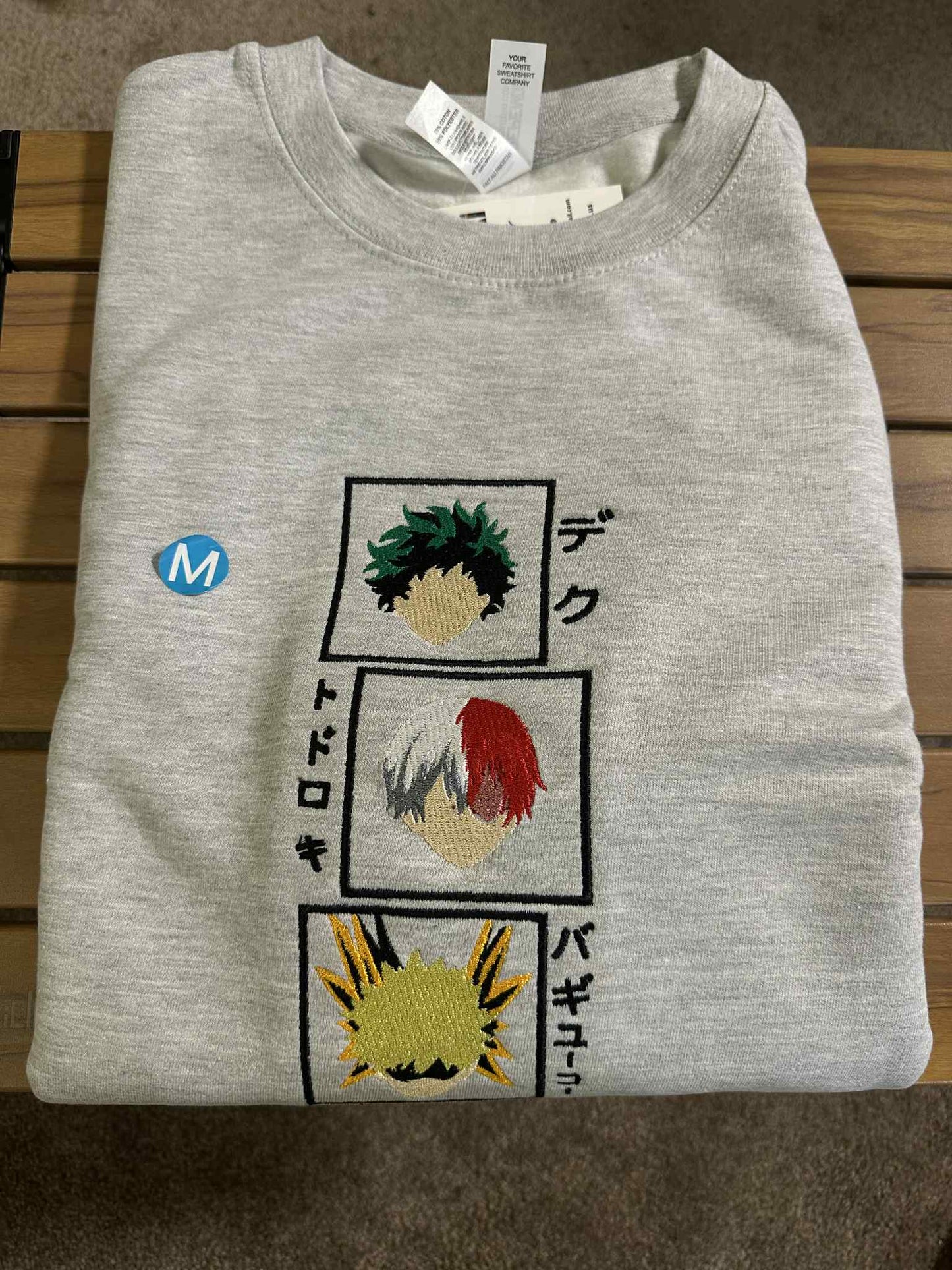 M) My Hero Academia Crewneck Heather Gray